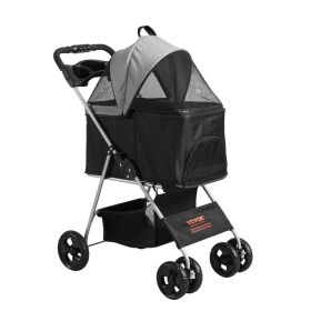 VEVOR Pet Stroller - Four-Wheeled Rotating Stroller w/Brake & Detachable Tray/Storage (35lb capacity)