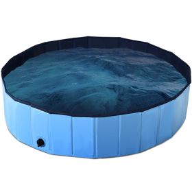 63 Inch Foldable Leakproof Dog Pet Pool - Bathing Tub Kiddie Pool for Dogs Cats and Kids