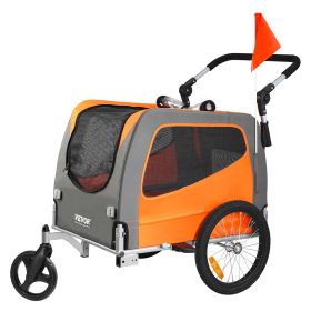 VEVOR Dog Bike Trailer, Supports up to 66 lbs, 2-in-1 Pet Stroller Cart Bicycle Carrier, Easy Folding Cart Frame with Quick Release Wheels