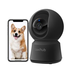 Laxihub 5MP Wi-Fi Surveillance Camera Pet Monitor 360° Indoor Home Black Security PT Camera 2K+ Night Vision Wi-Fi Cam