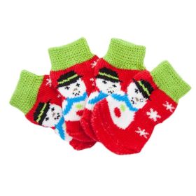 Knitted Christmas Pet Socks Cartoon Snowmen - Dog Paw Protection