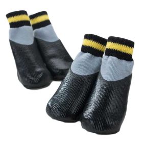 Knitted Socks Pet Socks - Waterproof Coated Paw Protection, Black Grey 4#