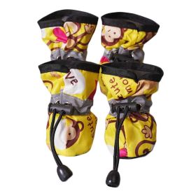 Cute Waterproof Yellow Rain Shoes for Small Dogs, Puppies, Cat