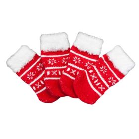 Christmas Knitted Pet Socks - Red - Paw Protection