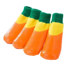 Knitted Pet Socks for Small Dogs - Waterproof Coated and Scratch Proof Paw Protection, Orange 4#