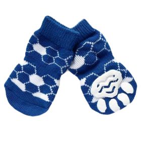 Knitted Pet Socks - Paw Protection, Blue Football