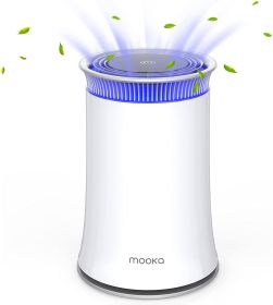 Mooka Air Purifier for Home; True HEPA Air Cleaner;  Activated Carbon Filter; Up to 540 sqft Quiet Night Light Ozone-free