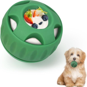 Dog Chew Toys For Puppies And Treat Trays, Long-Lasting Refillable Treat Toys And Silicone, Dog Treat Molds, Reusable, Dishwasher Safe, Suitable For S (Option: Single Ball green)