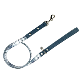 Swag Leash - Denim & Beige Plaid (Color: Blue Plaid & Denim)