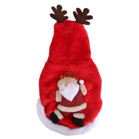 Christmas Santa Claus Outfit with Reindeer Antlers Hoodie - Small Dogs (size: S)