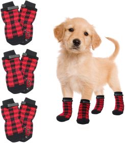 Christmas Anti-Slip Dog Socks; Waterproof Paw Protectors with Reflective Straps Traction Control for Indoor & Outdoor Wear; 4pcs (colour: Yellow dog claw, size: M(4 packs only))