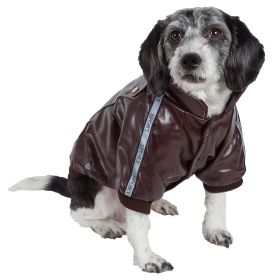 Pet Life "Wuff-Rider" Fashion PU Leather Stitched Pet Coat (size: medium)